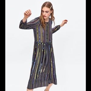 ZARA Sequined Stripe Dress